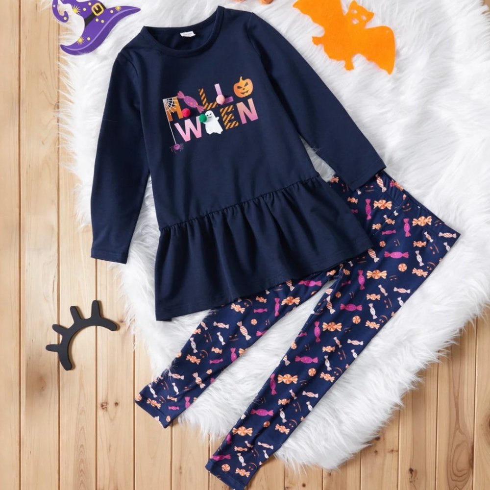 Girls Halloween Candy Top & Legging Set Size 6/7